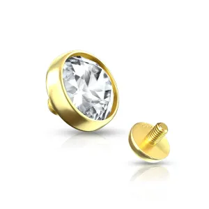 14 Karat Gold Flat Dome Sparkle Dermal Anchor Top
