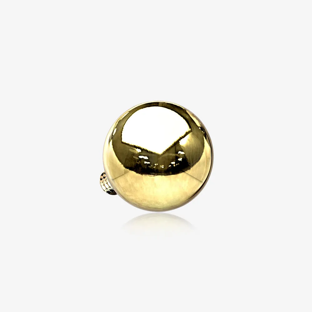 14 Karat Gold Internally Threaded Solid Ball Dermal Anchor Top Part