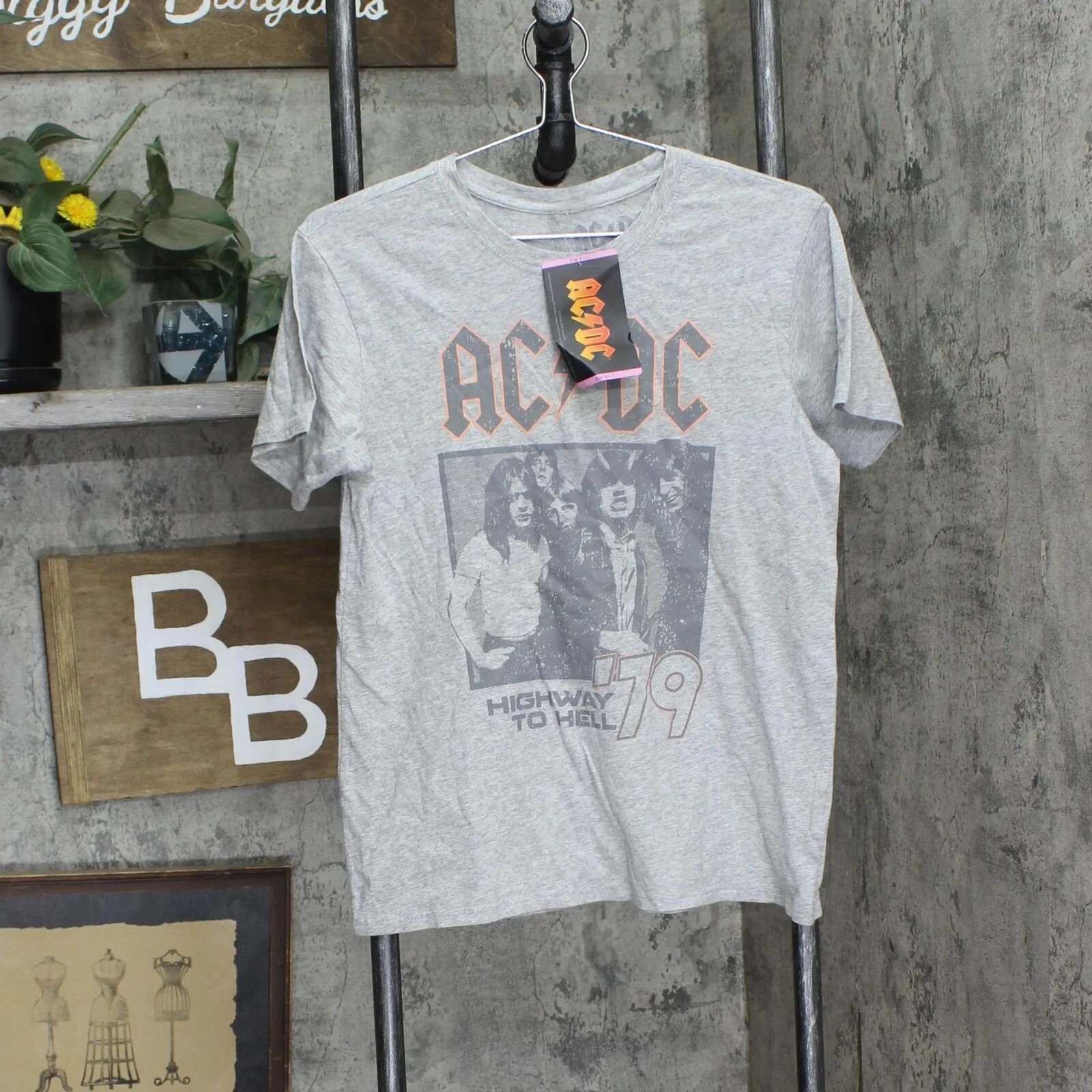 ACDC Womens Short Sleeve Band T-Shirt Tee 14118 Gray S