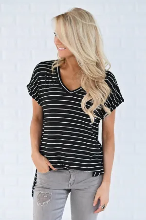 Blurred Lines Striped Top ~ Black