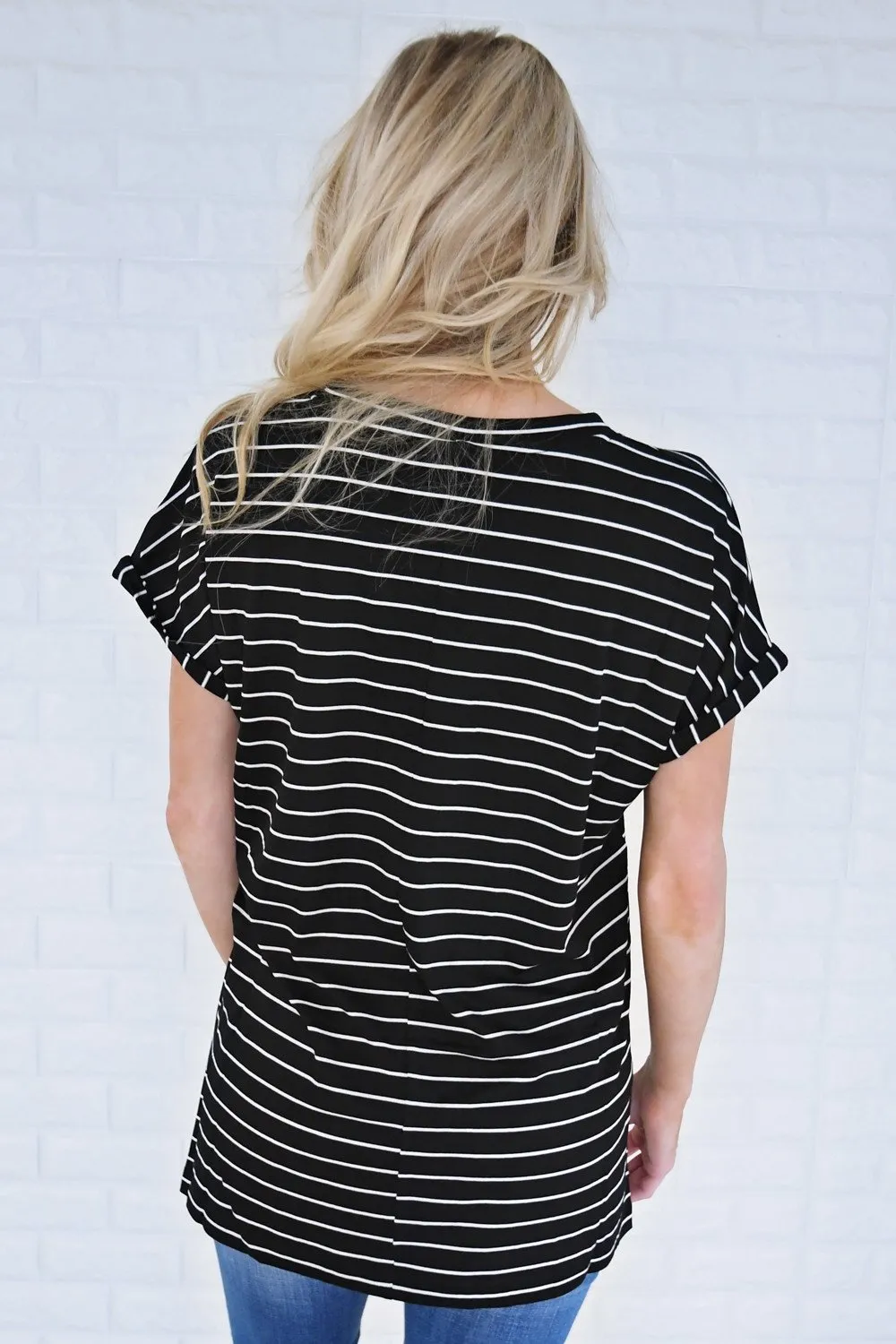 Blurred Lines Striped Top ~ Black