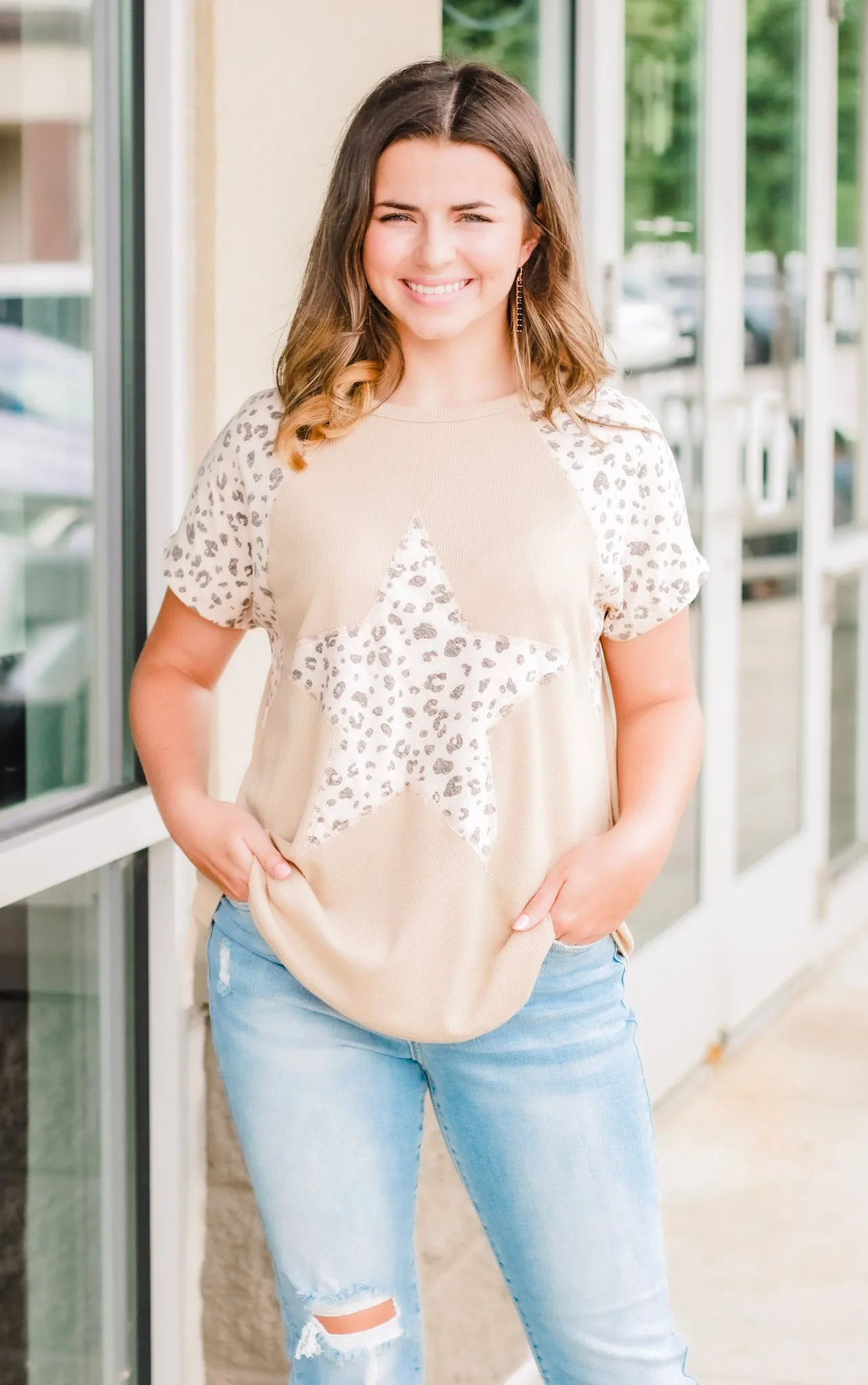Cafe Latte Leopard Star Top
