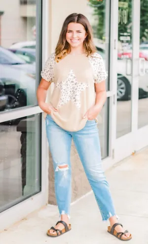 Cafe Latte Leopard Star Top