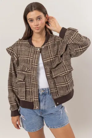 CHARLESTON CHECK BOMBER JACKET