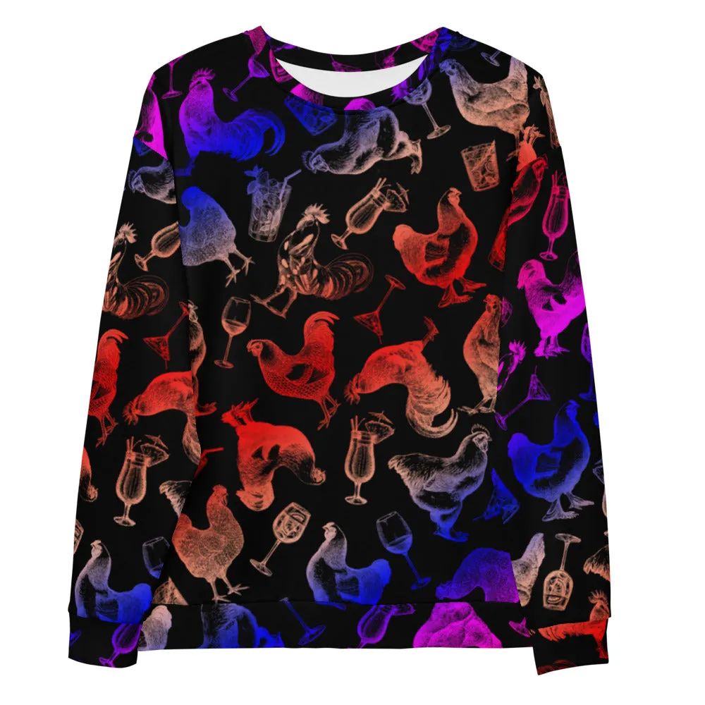 Cocktails & Chickens Unisex Crewneck, multi
