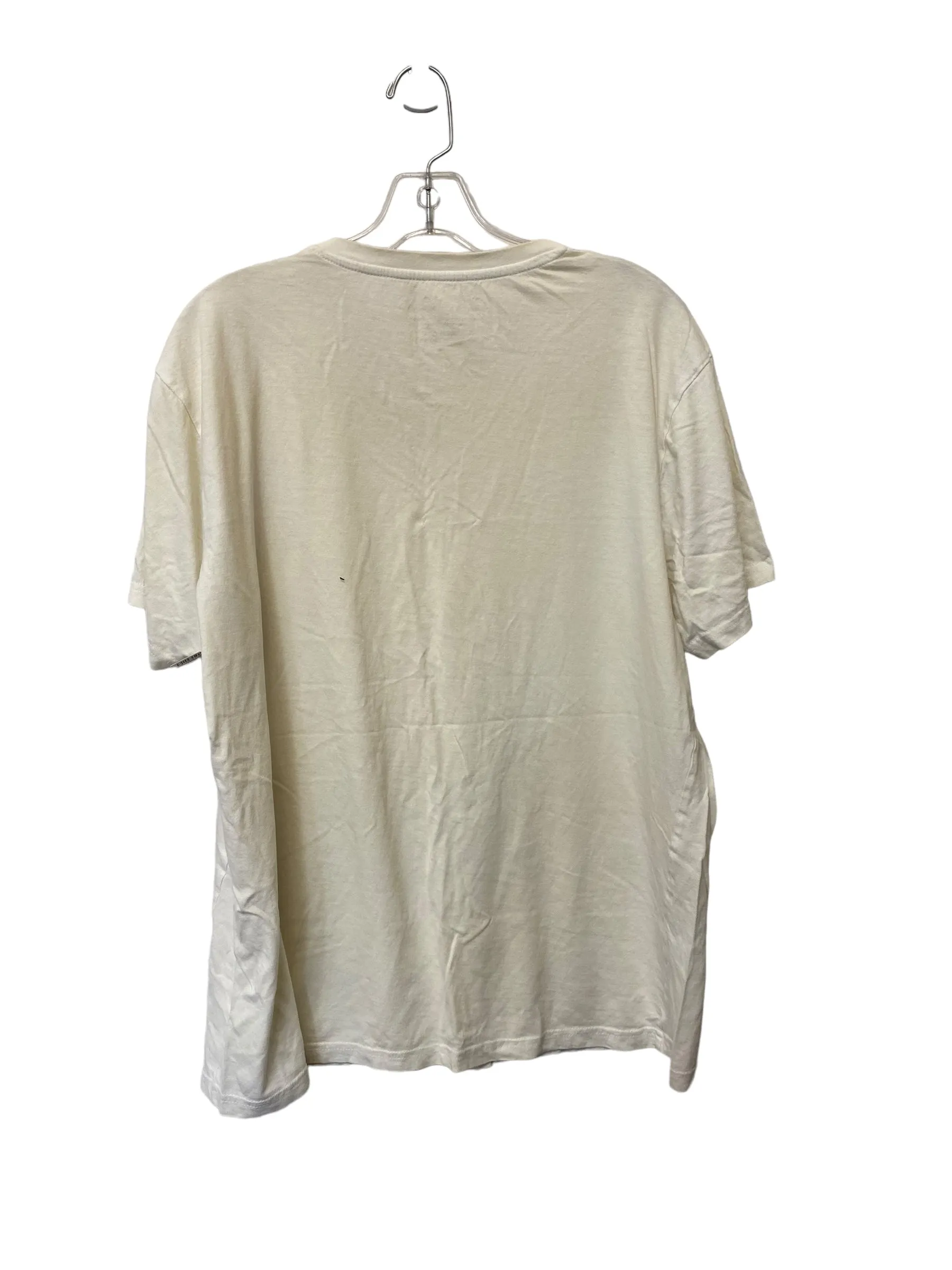 Cream Top Short Sleeve Basic Clothes Mentor, Size L