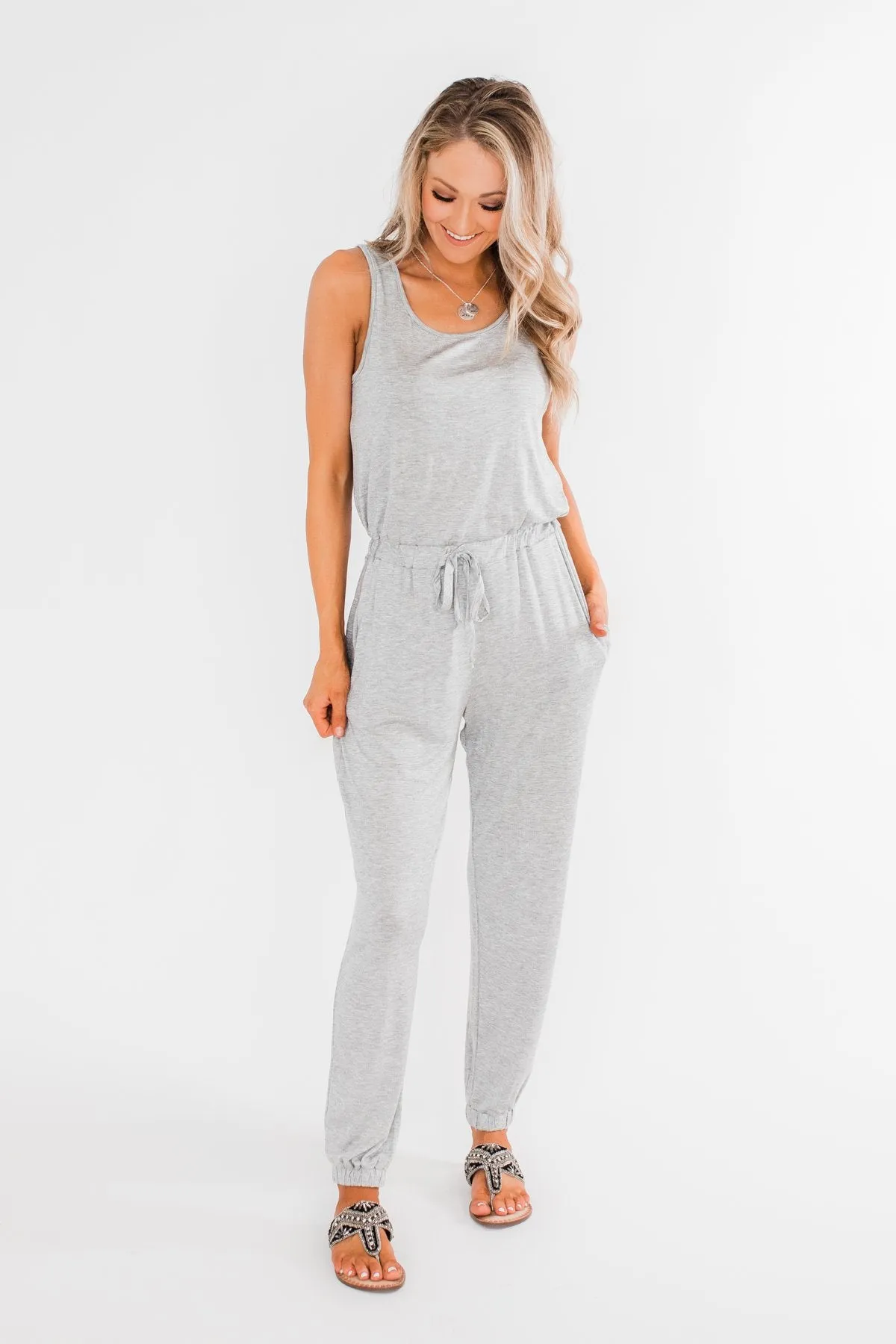 Day To Day Sleeveless Jumpsuit- Heather Grey