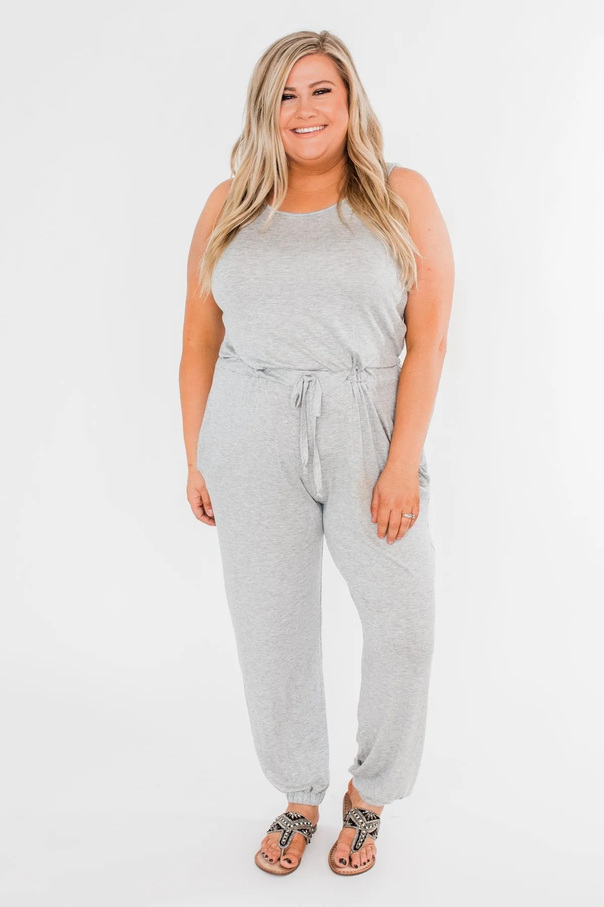 Day To Day Sleeveless Jumpsuit- Heather Grey