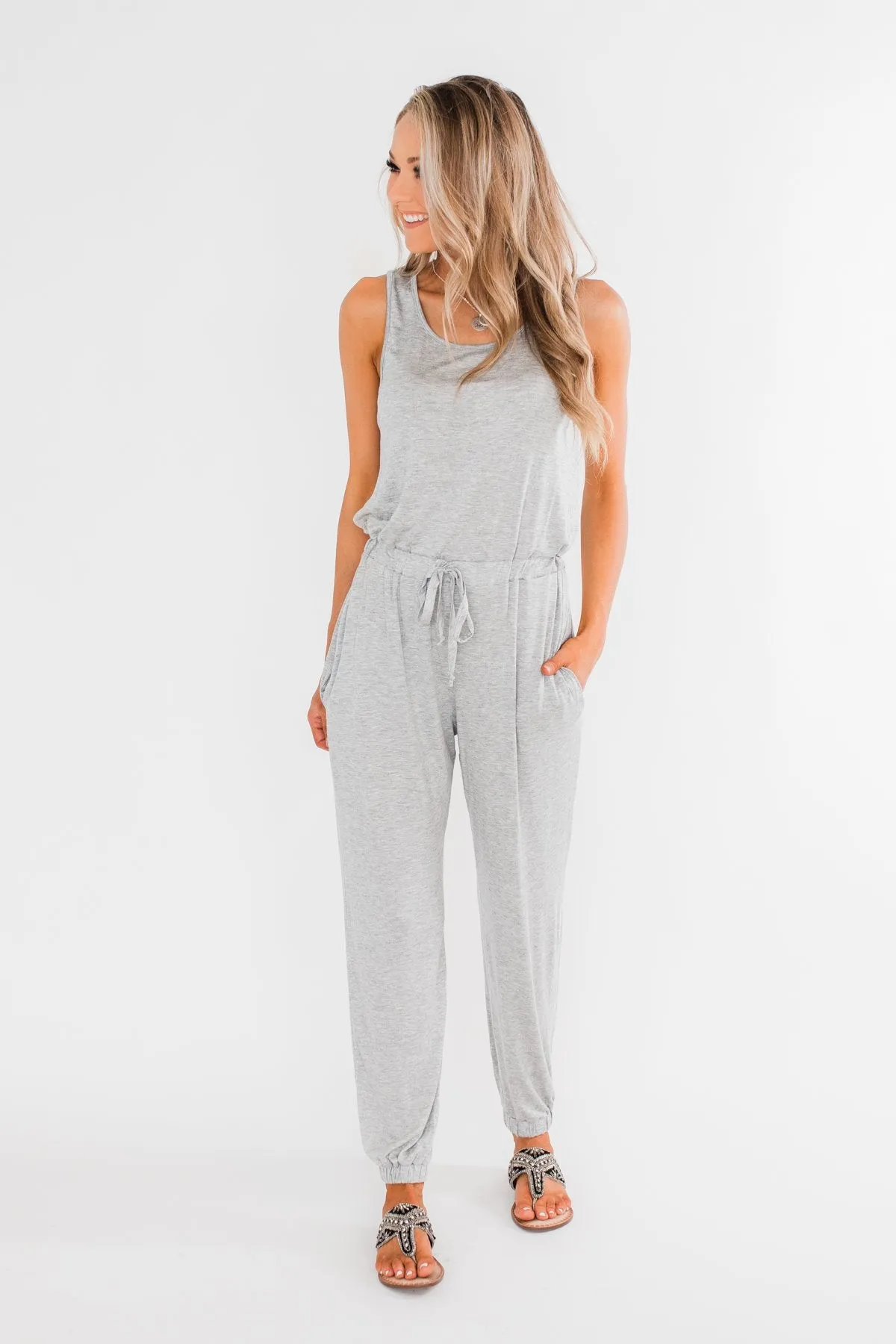 Day To Day Sleeveless Jumpsuit- Heather Grey