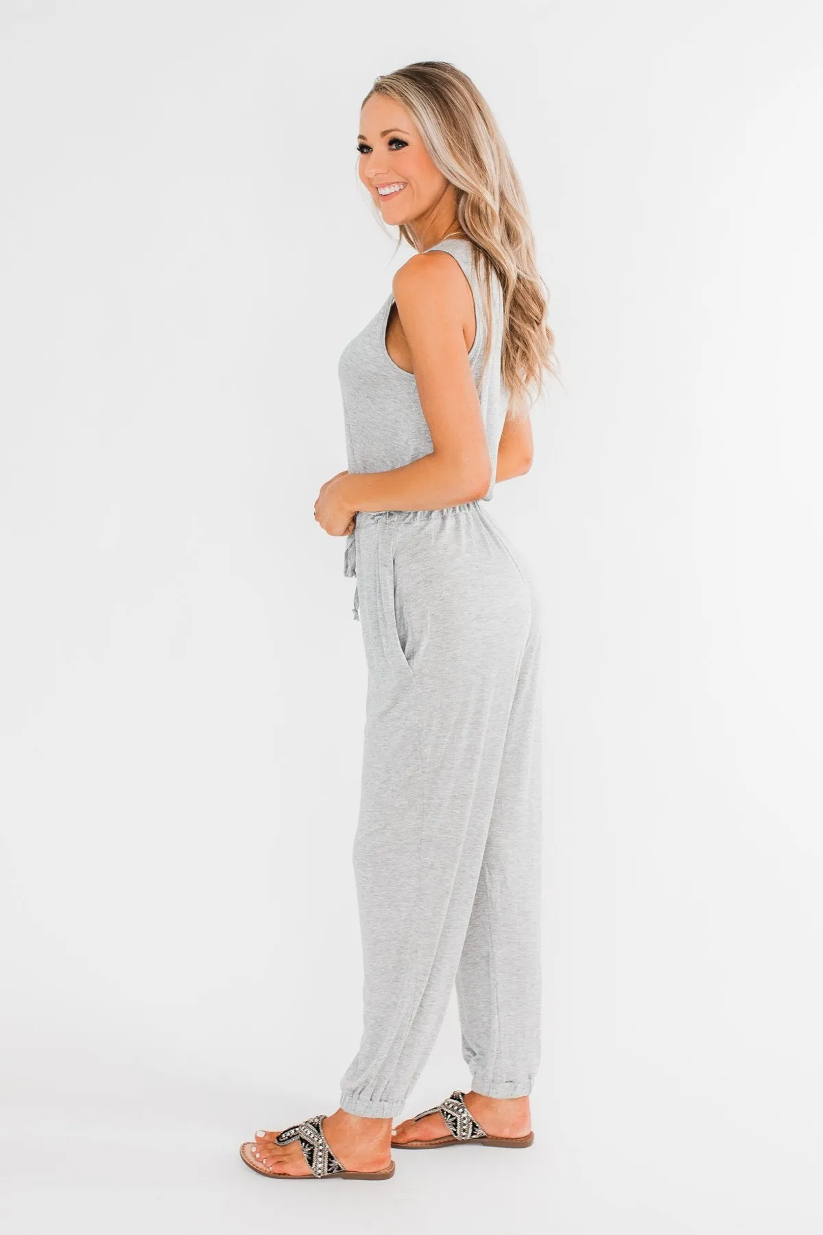 Day To Day Sleeveless Jumpsuit- Heather Grey