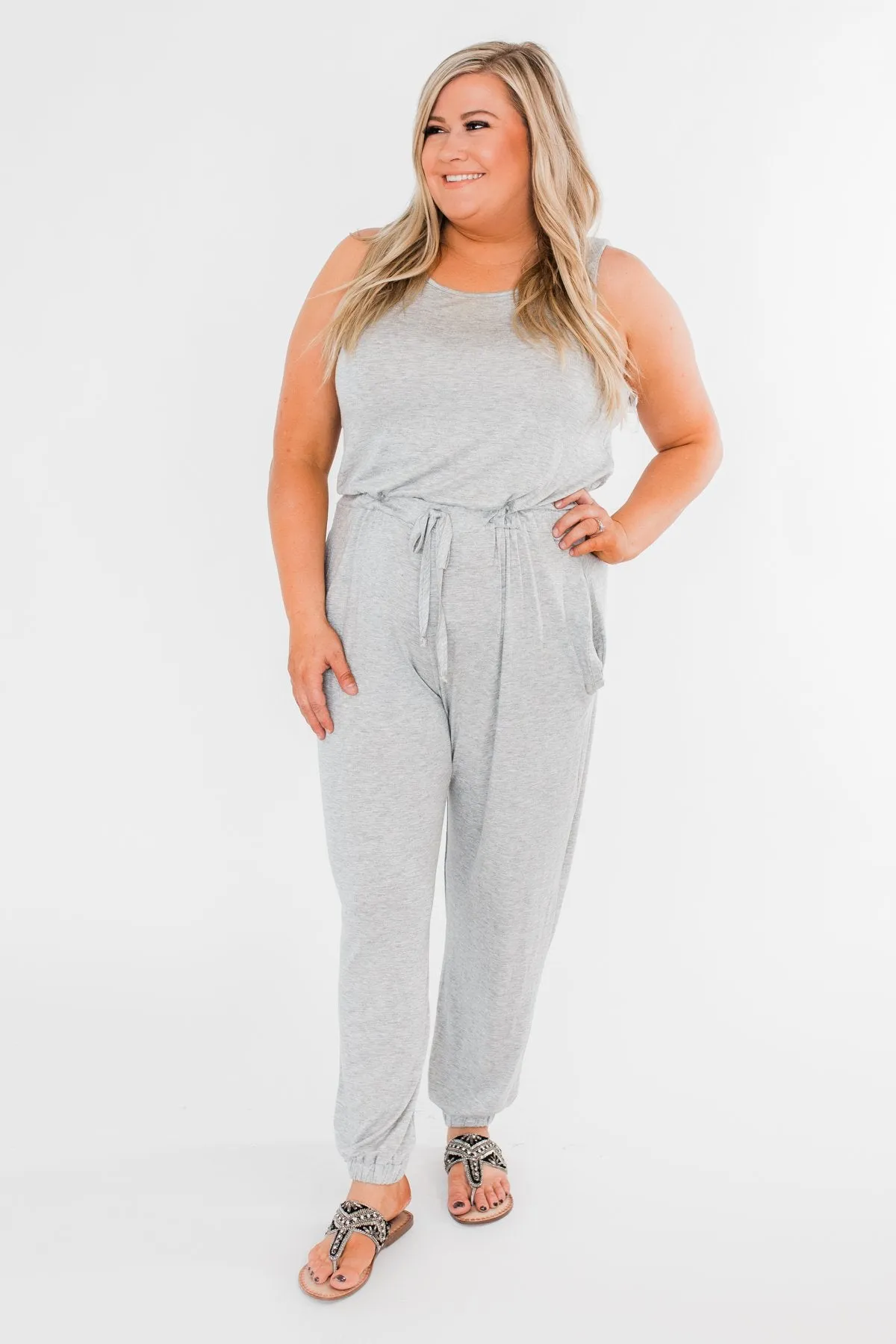 Day To Day Sleeveless Jumpsuit- Heather Grey