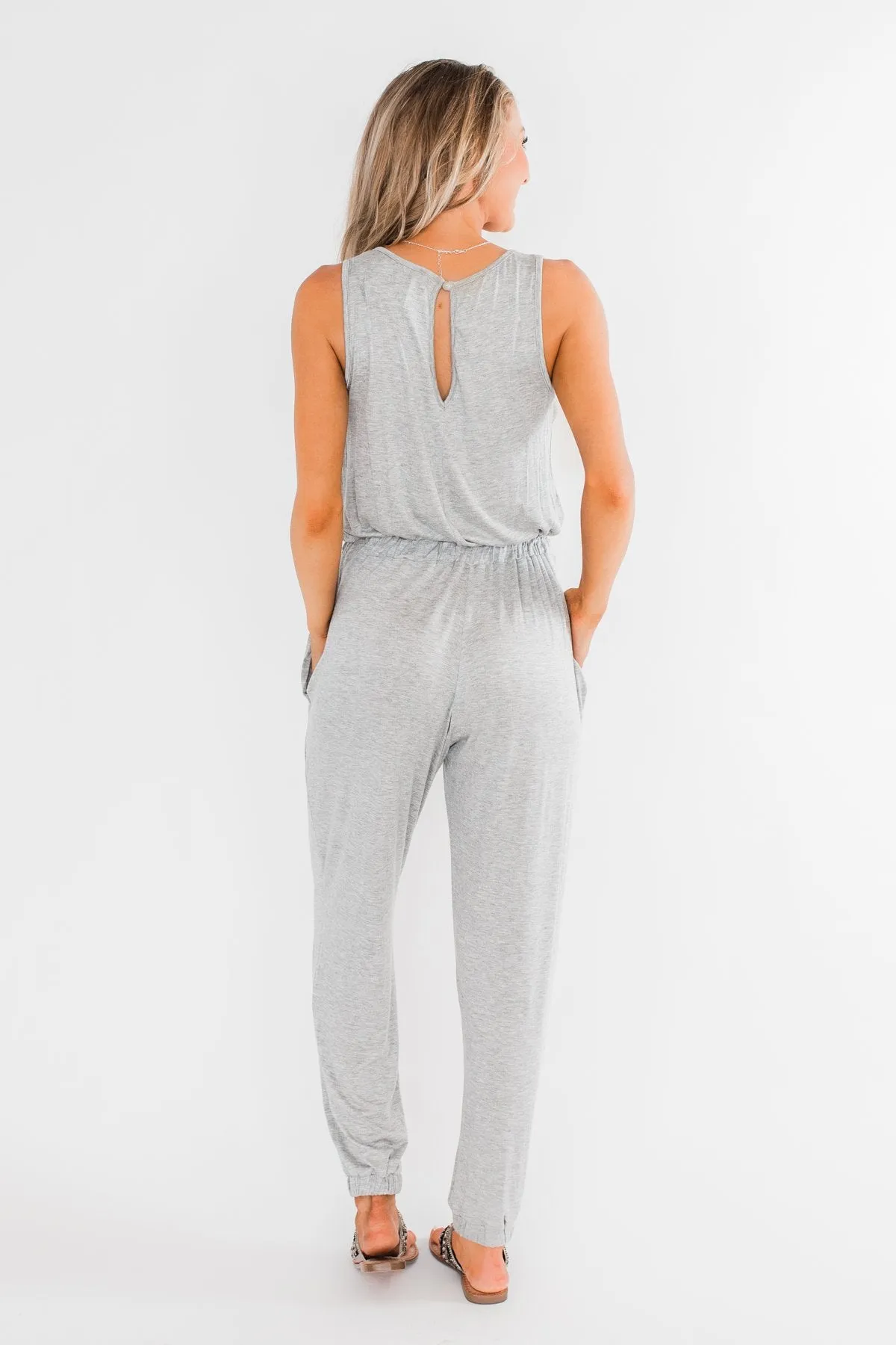Day To Day Sleeveless Jumpsuit- Heather Grey