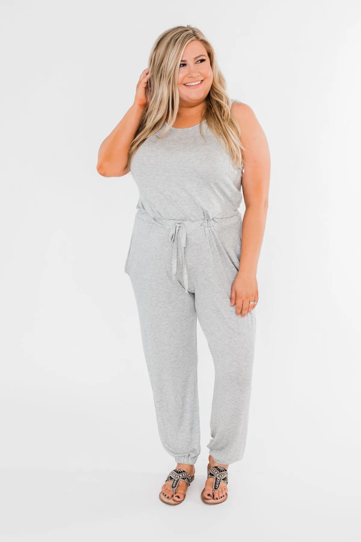 Day To Day Sleeveless Jumpsuit- Heather Grey
