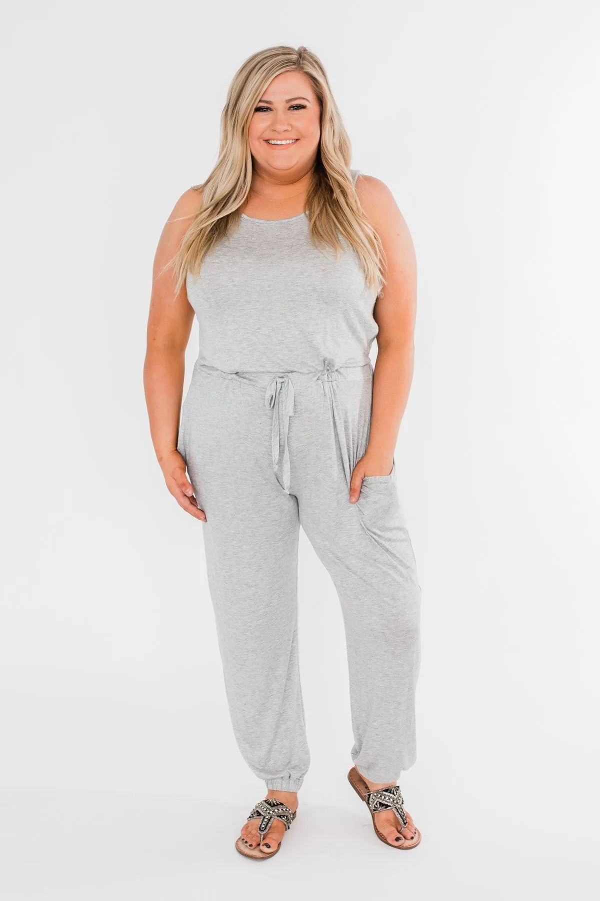 Day To Day Sleeveless Jumpsuit- Heather Grey