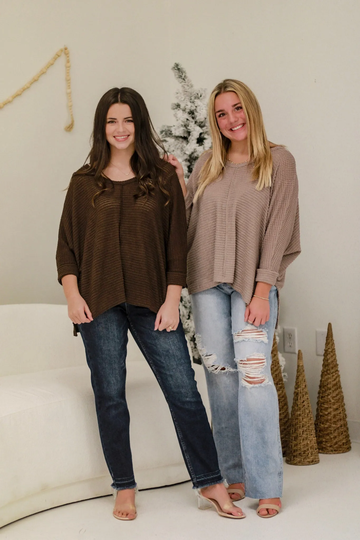 DB In the Moment Waffle Knit Top in Brown