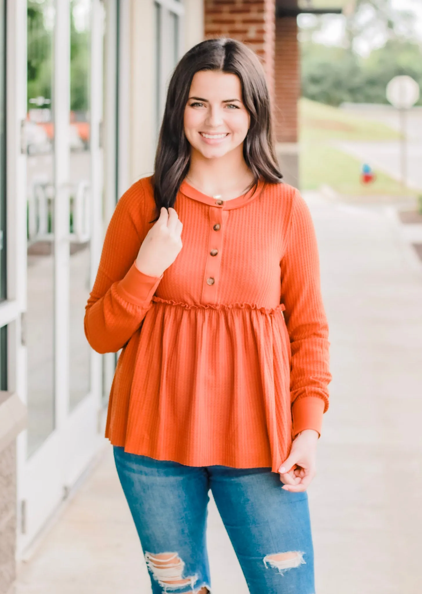 Find Me at the Bonfire Waffle Knit Top