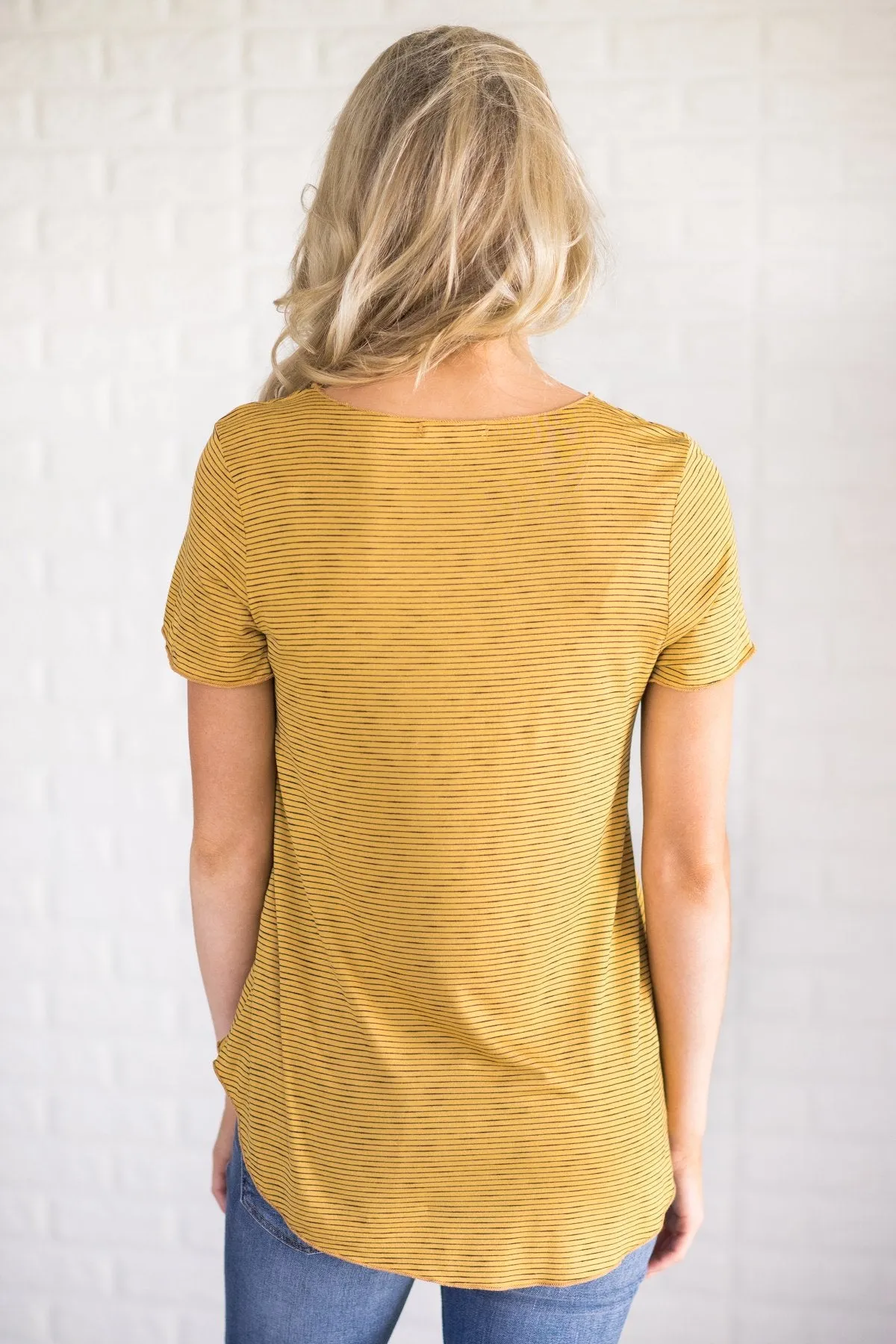 Fit to Me Striped Short Sleeve Tee ~ Yellow