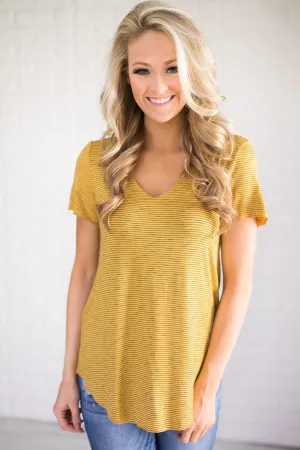 Fit to Me Striped Short Sleeve Tee ~ Yellow