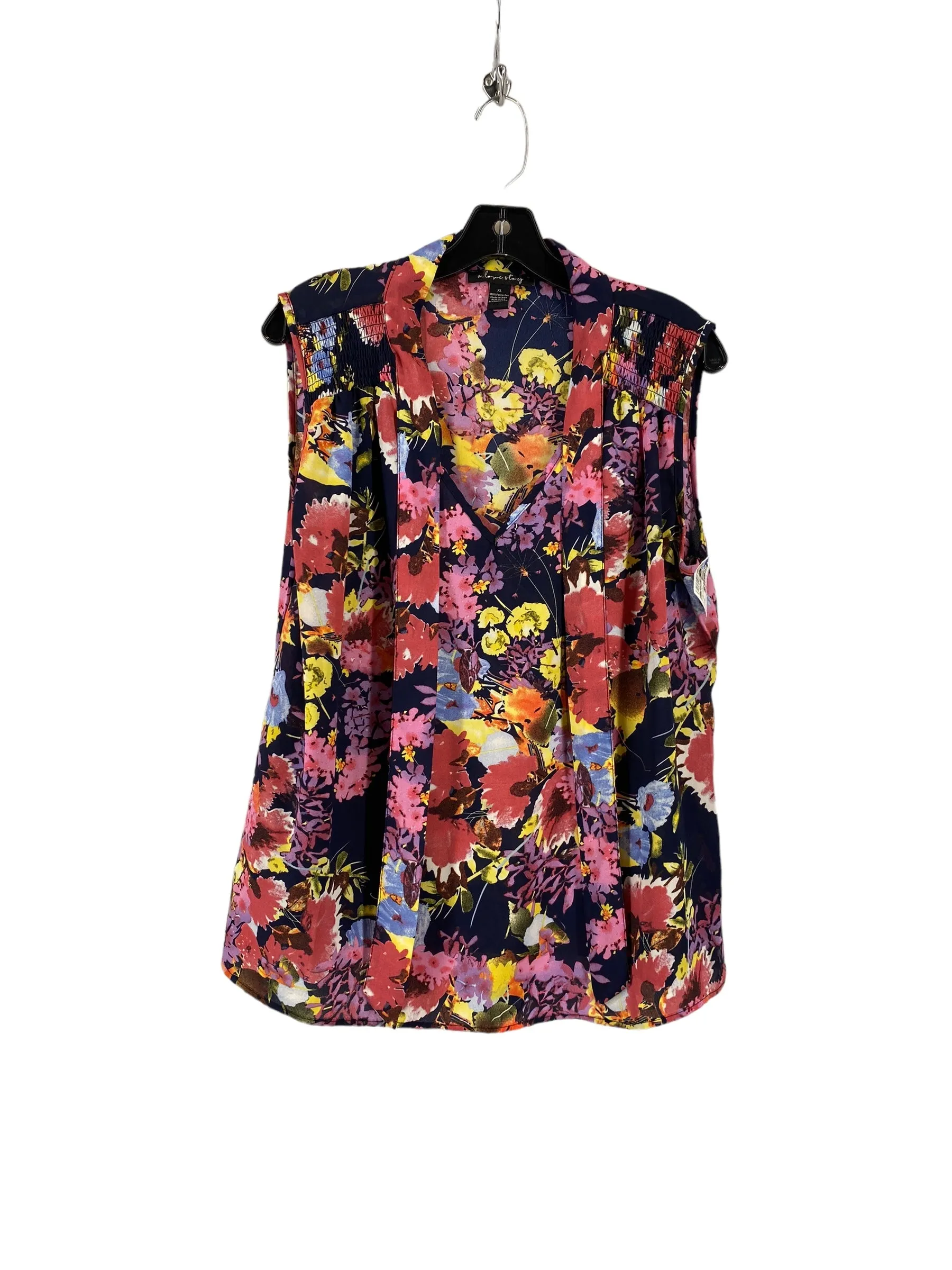 Floral Print Blouse Sleeveless Clothes Mentor, Size Xl