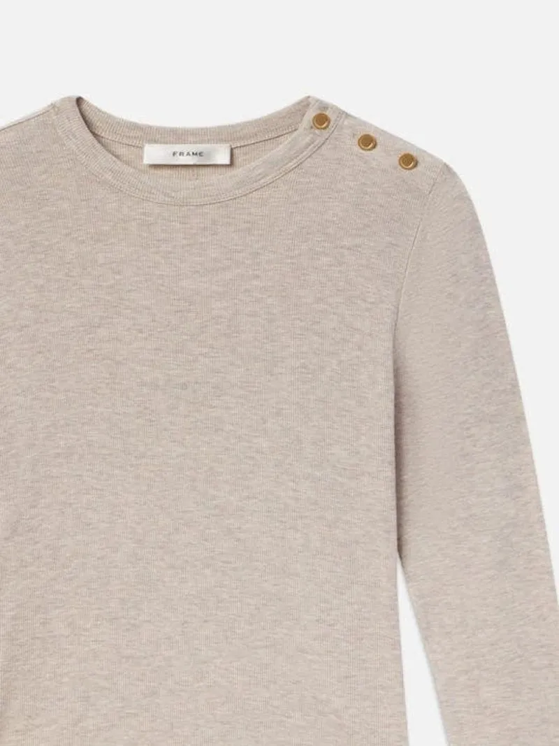 Frame Long Sleeve Rib Crew Top