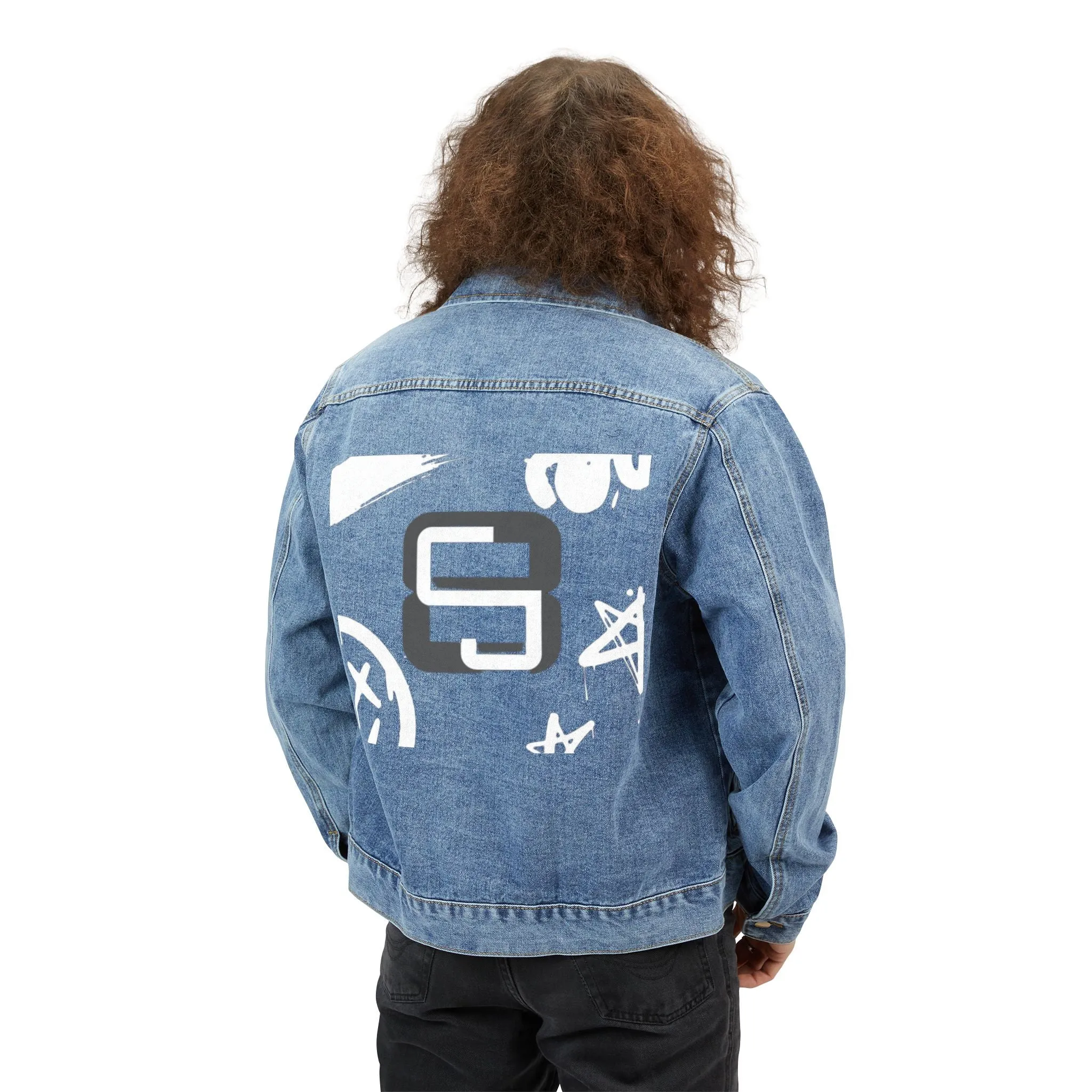 Grafiti Logo-Men's Denim Jacket-CJ8