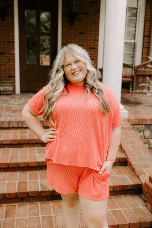 Great Days Ribbed Top in Coral