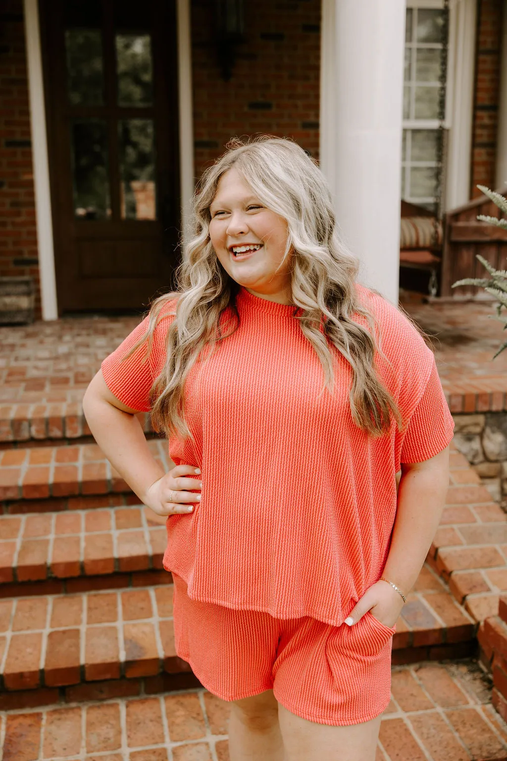 Great Days Ribbed Top in Coral