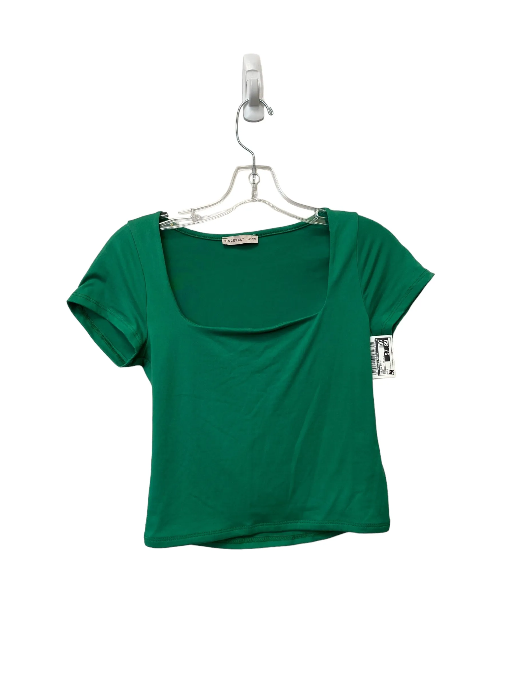 Green Top Short Sleeve Basic Clothes Mentor, Size M