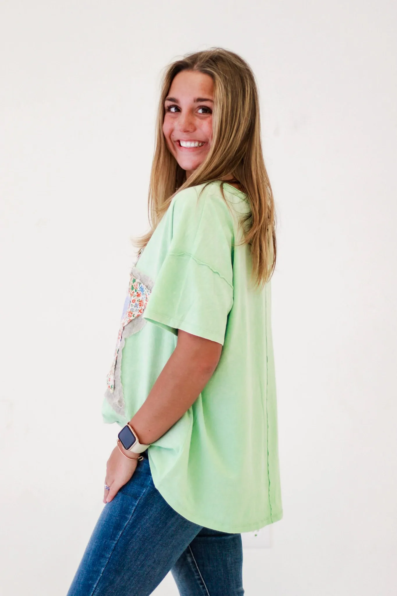 Happy Places Patchwork Star Top in Mint