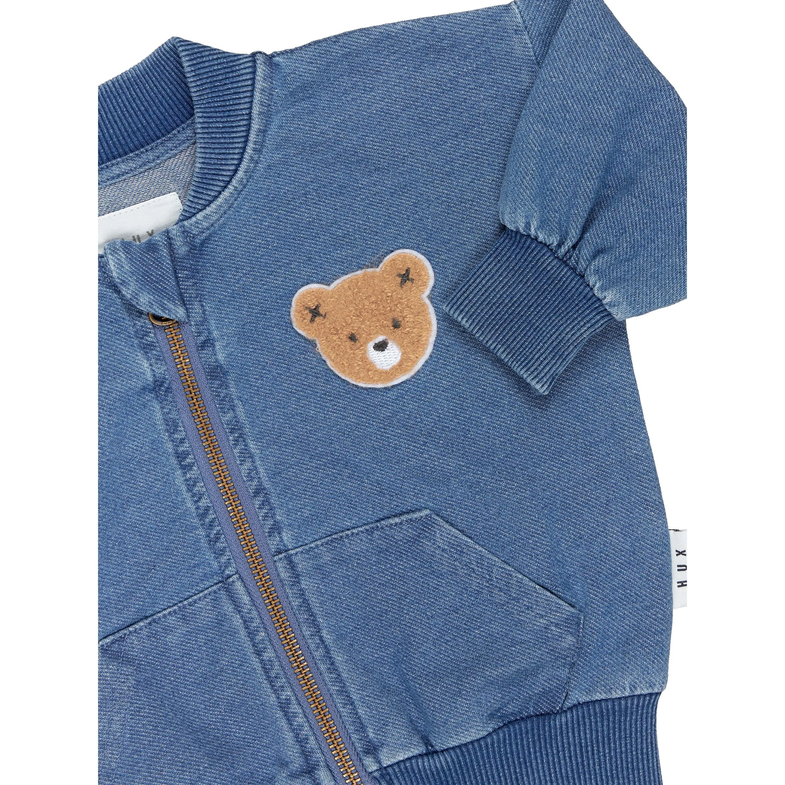 Hux Bear Knit Denim Bomber Jacket