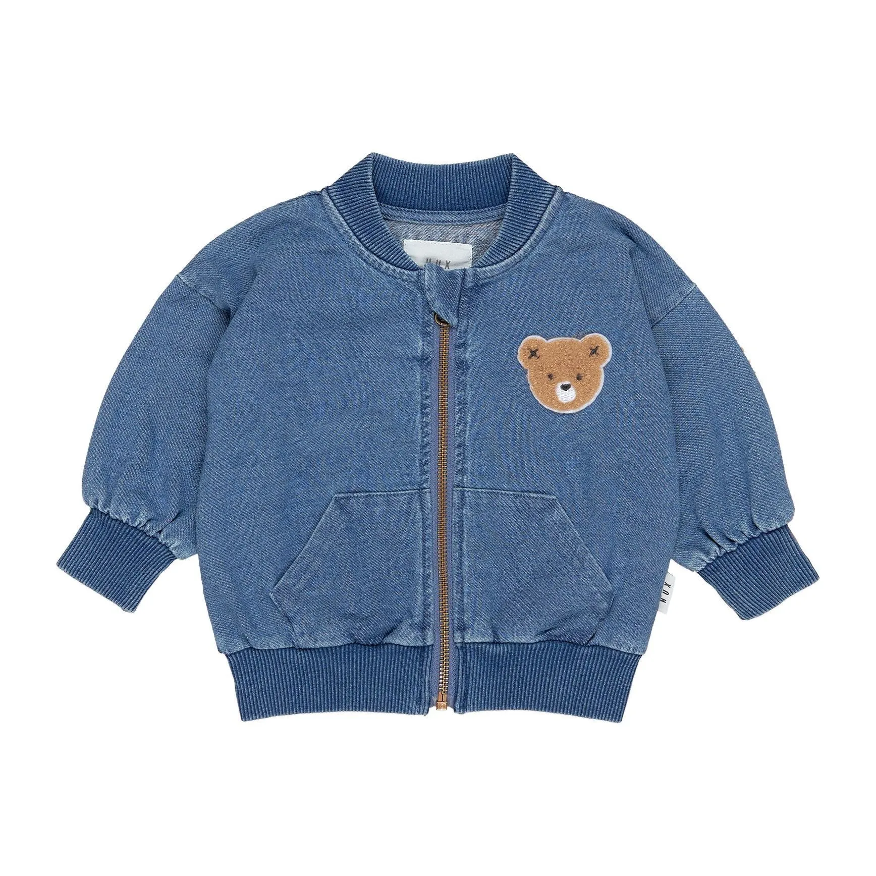 Hux Bear Knit Denim Bomber Jacket