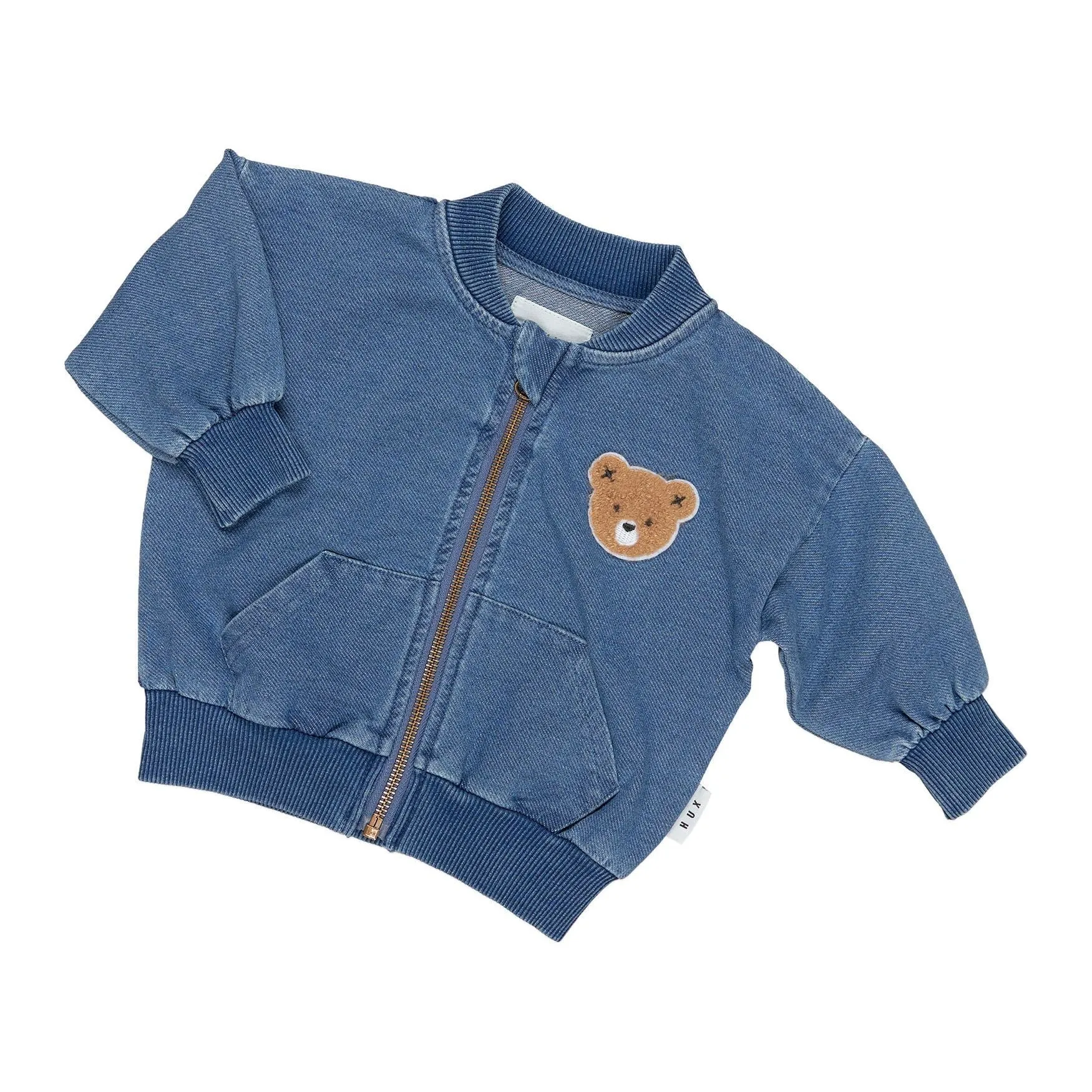 Hux Bear Knit Denim Bomber Jacket