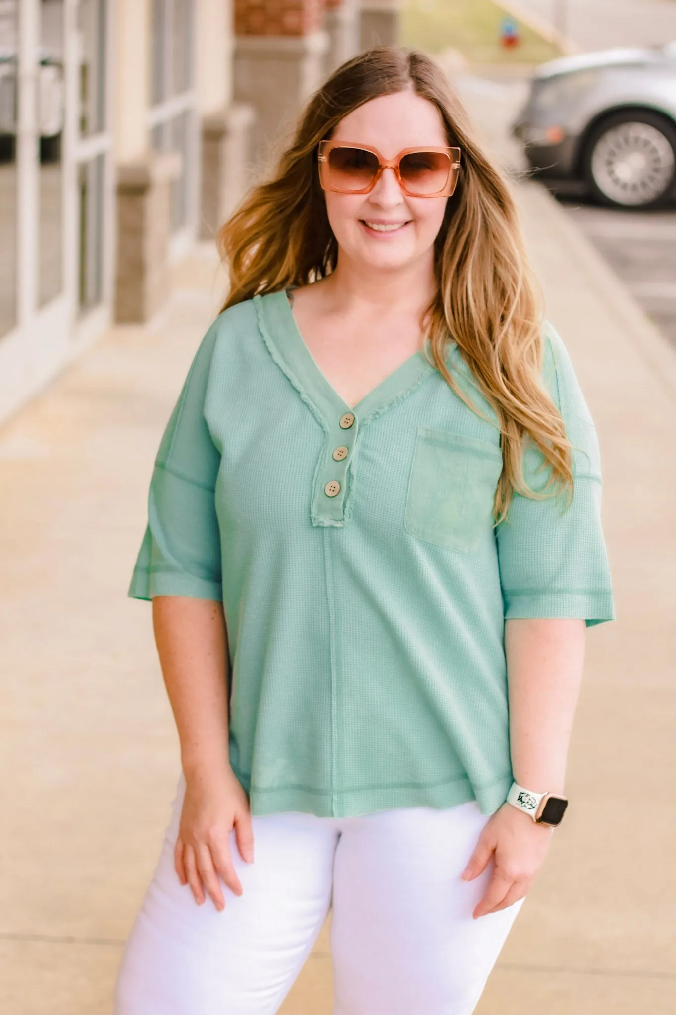 In Time Top in Aqua