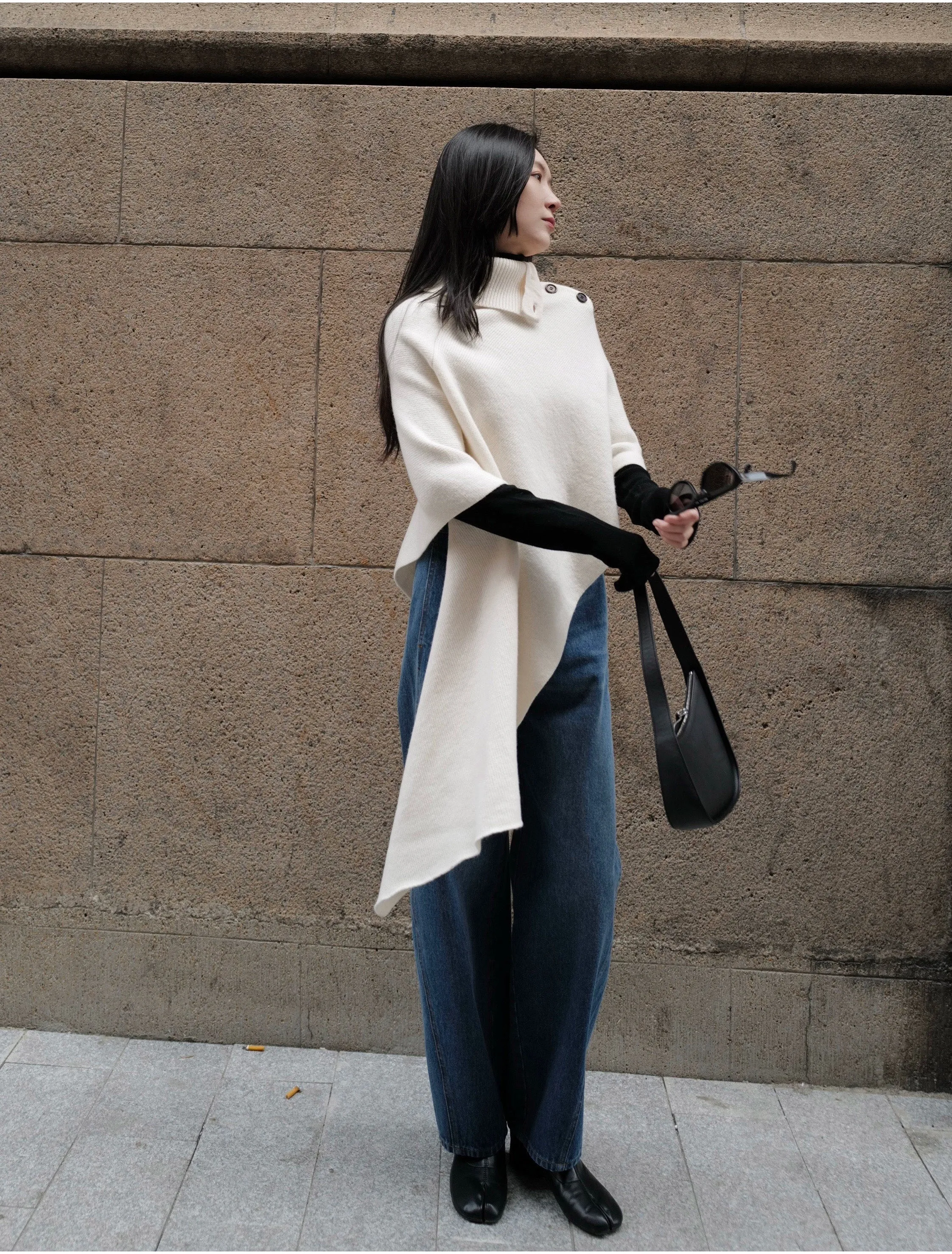 Italian Cashwool Knitted Poncho