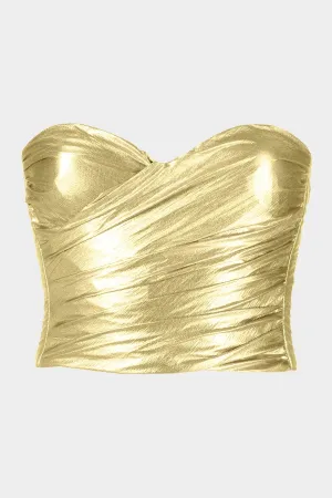 Lame Taffeta Couture Bustier in Gold