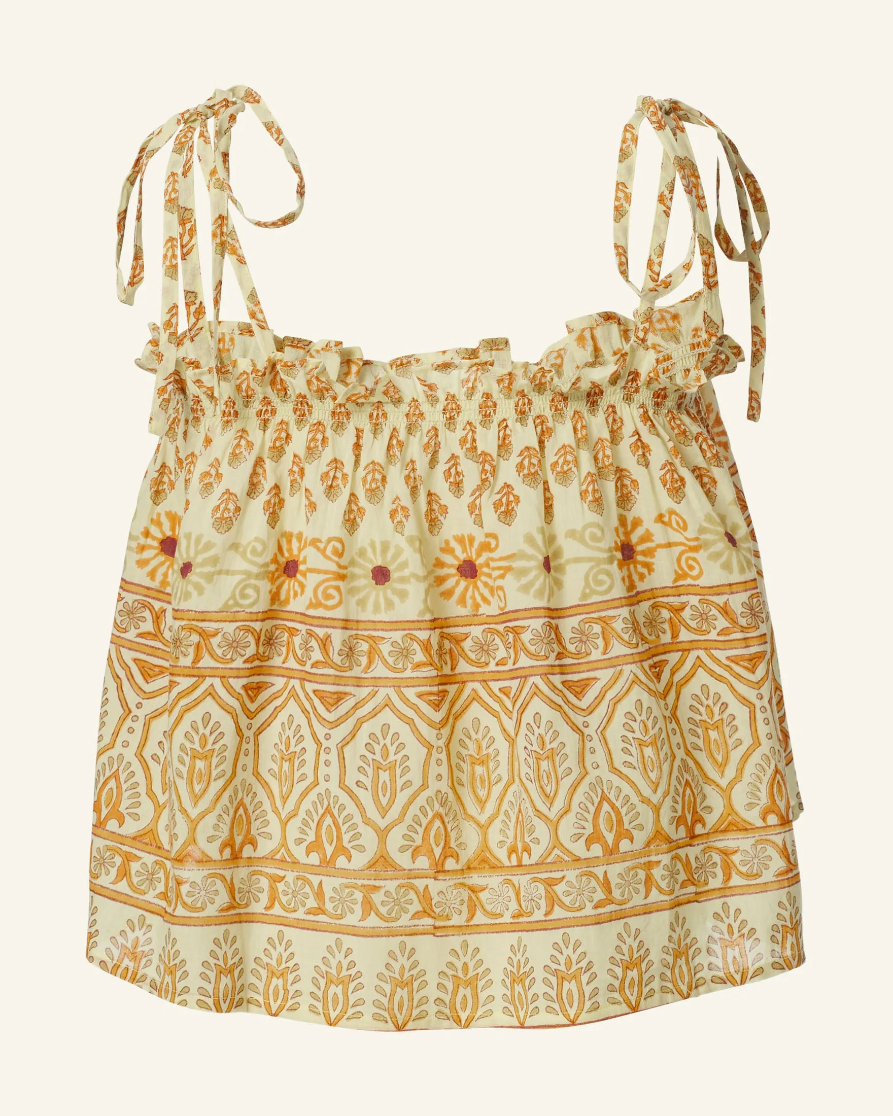 Lila Saffron Bhutti Top