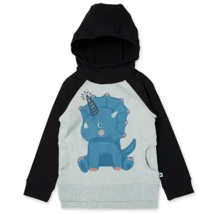 Magical Dino Furry Hood - Grey Marle/Black