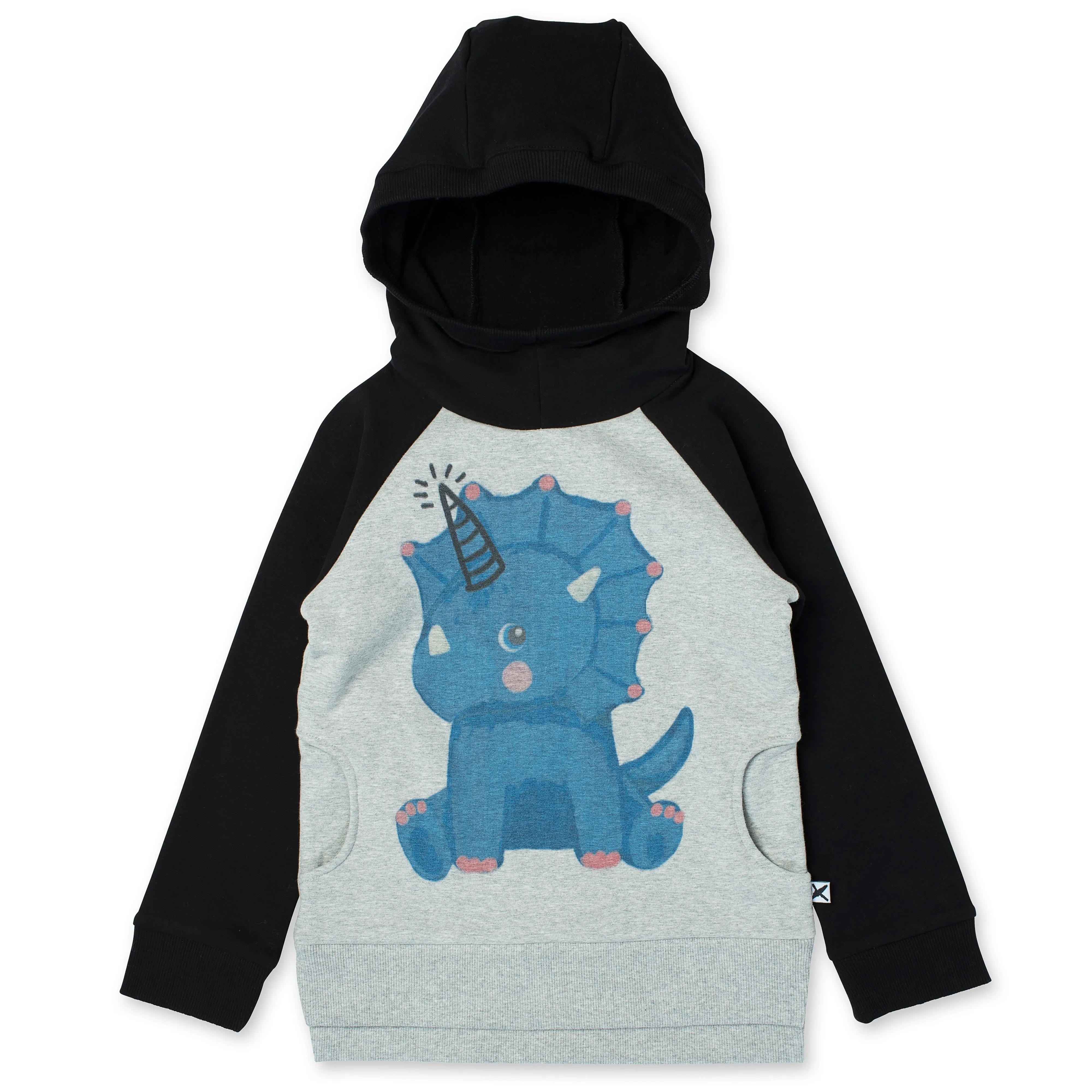 Magical Dino Furry Hood - Grey Marle/Black