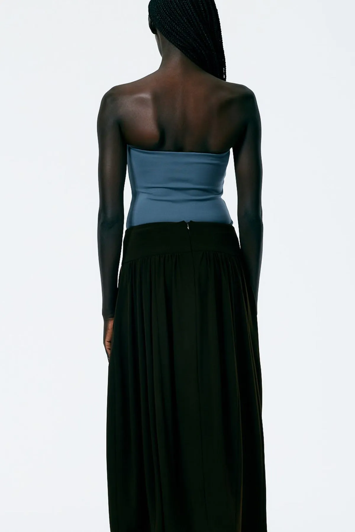 Nitro Jersey Strapless Bodysuit in Blue Grey