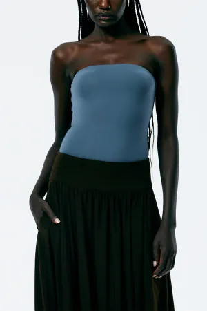 Nitro Jersey Strapless Bodysuit in Blue Grey