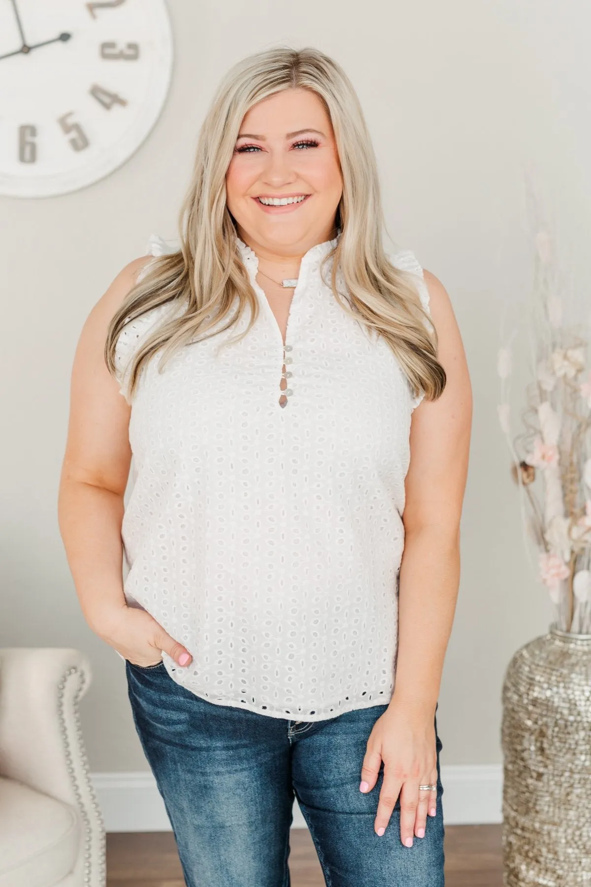 One In A Million Sleeveless Blouse- Off White