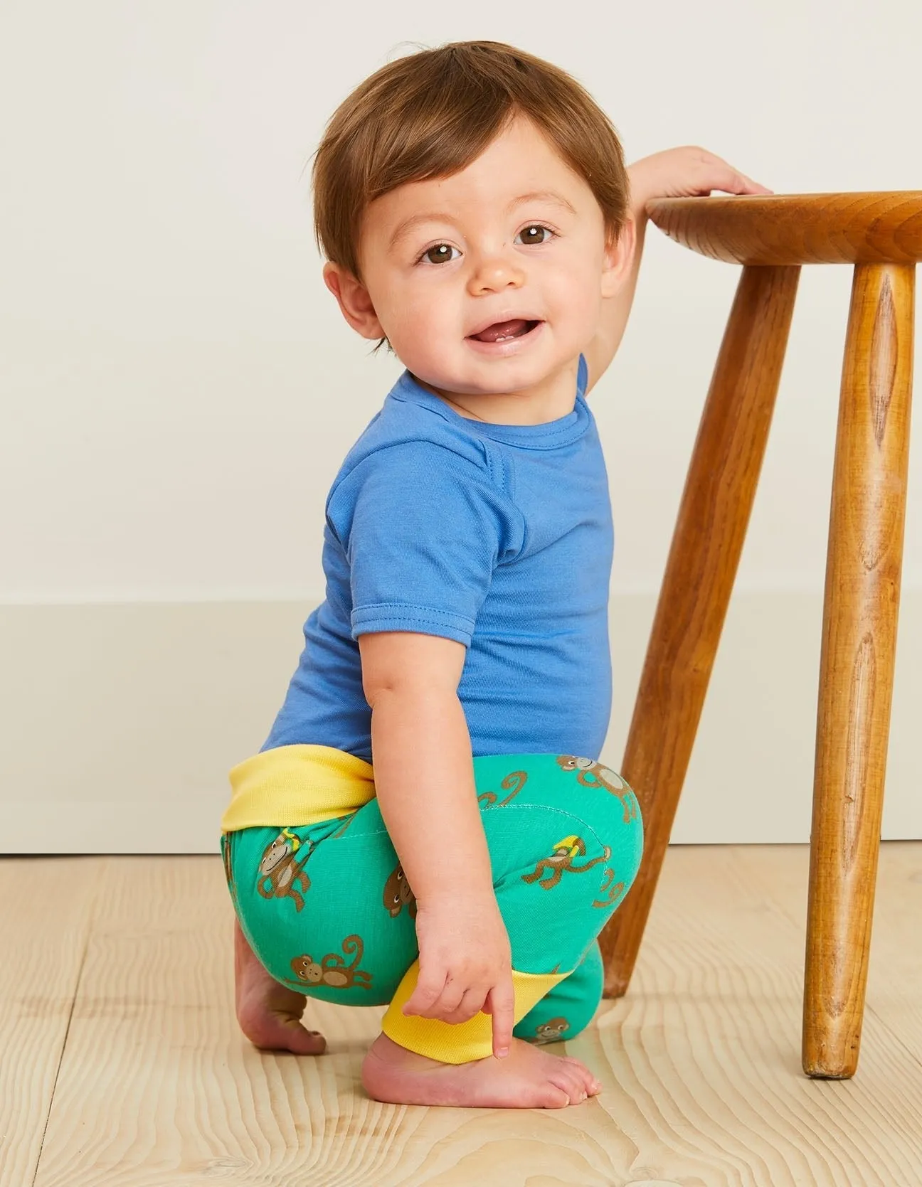 Organic Blue Basic Short-Sleeved Baby Bodysuit