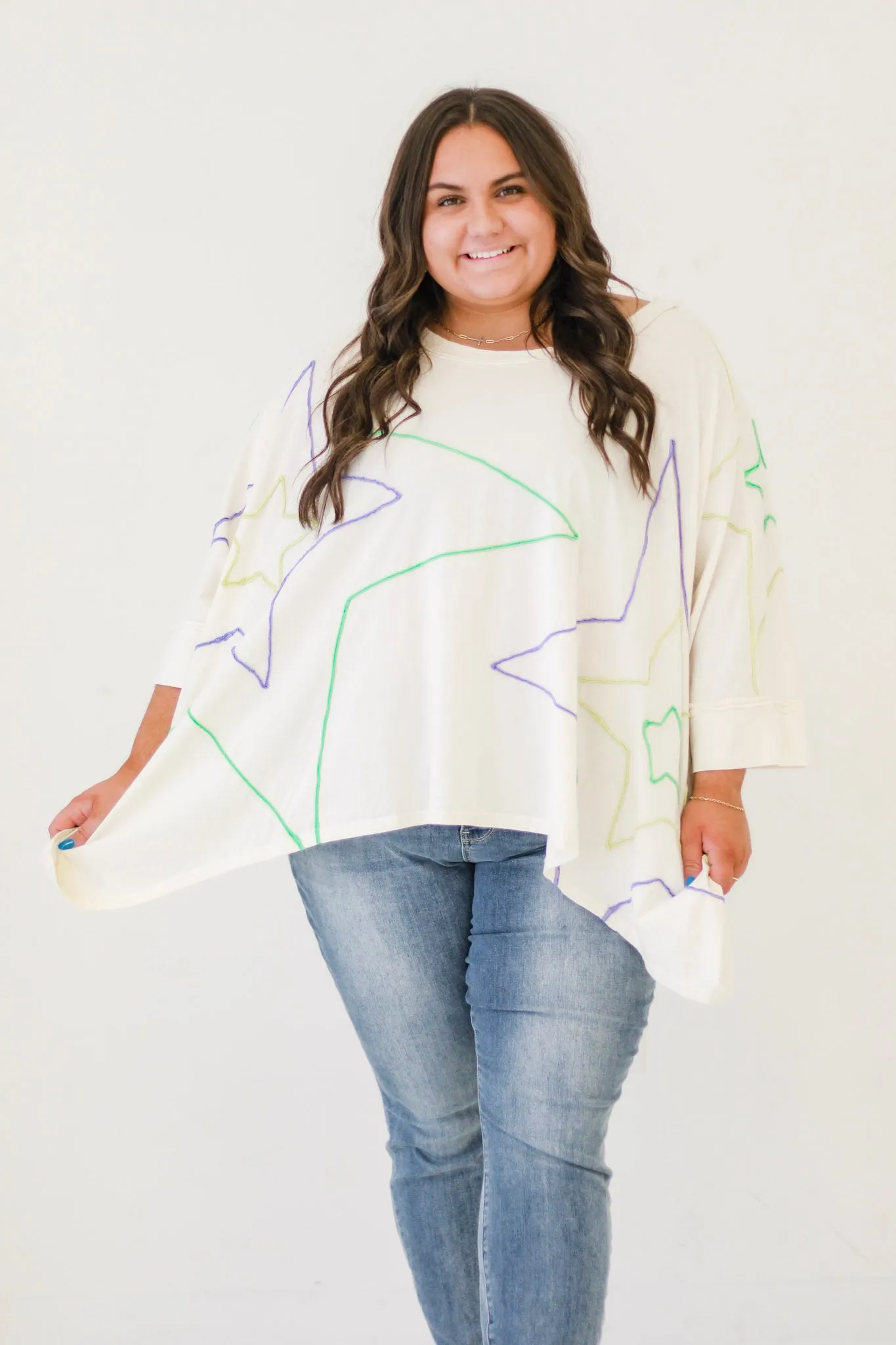 Over the Rainbow Star Top in White by Oli & Hali