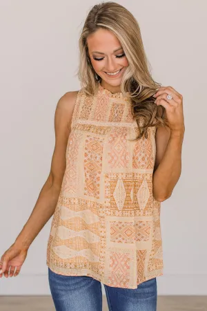 Picture Perfect Moments Sleeveless Blouse- Yellow & Light Pink
