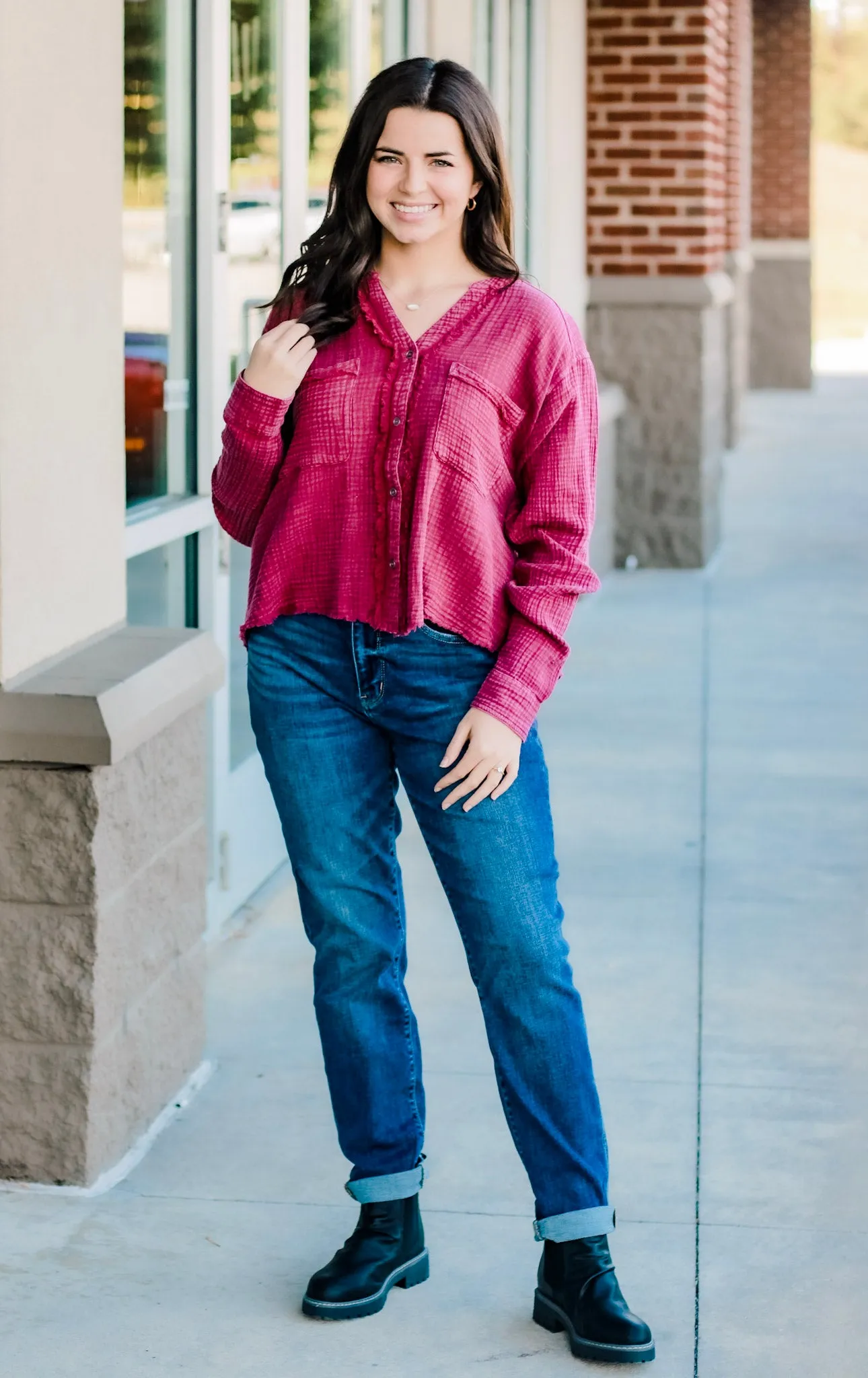 Plum Cute Mineral Washed Top