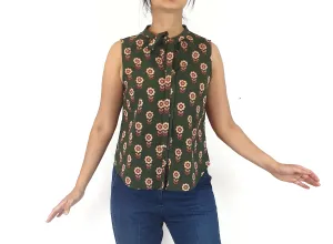 Princess Highway green print sleeveless top size 10