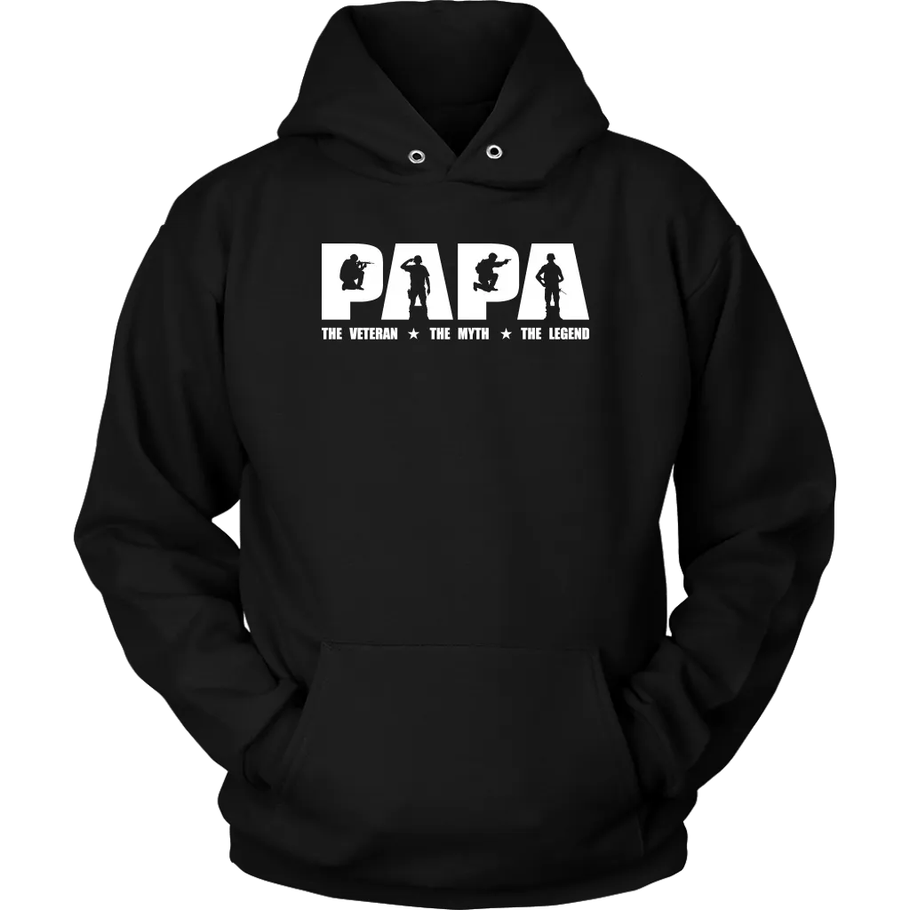 "Papa - The Veteran, The Myth, The Legend" Shirts and Hoodies