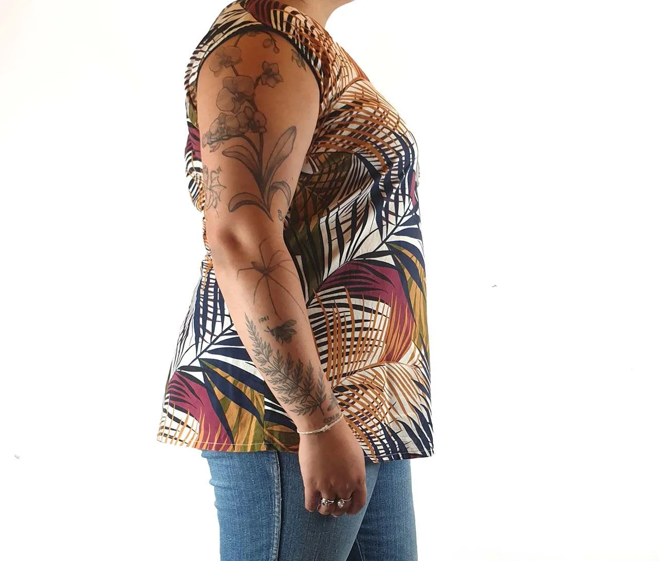 Rhada Rani autumnal tone fern print sleeveless top size 16
