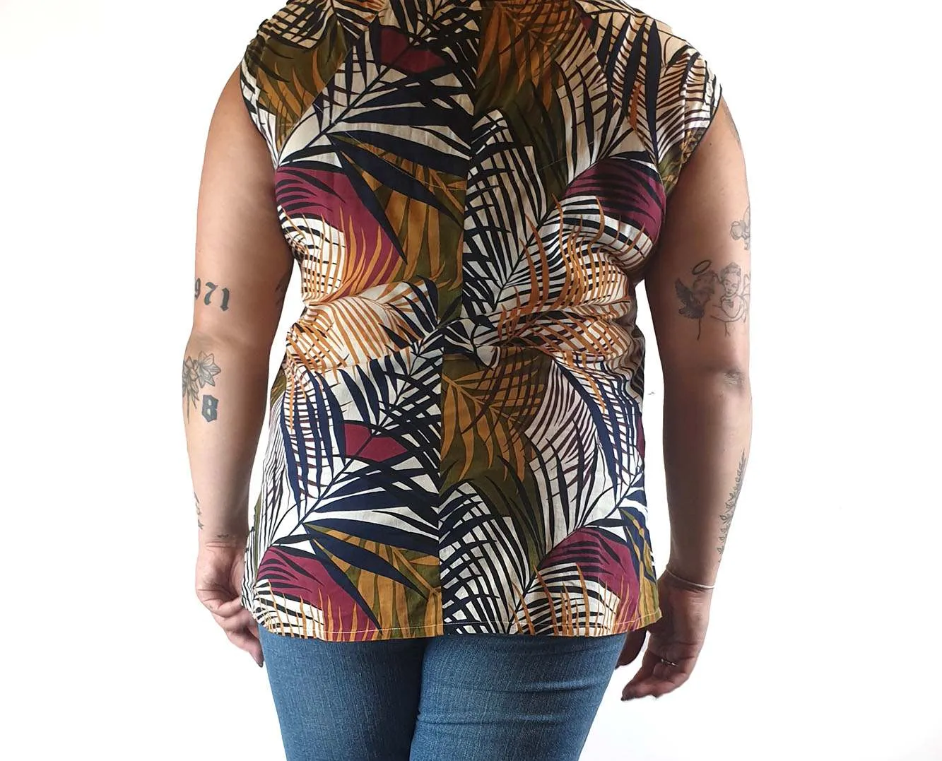 Rhada Rani autumnal tone fern print sleeveless top size 16