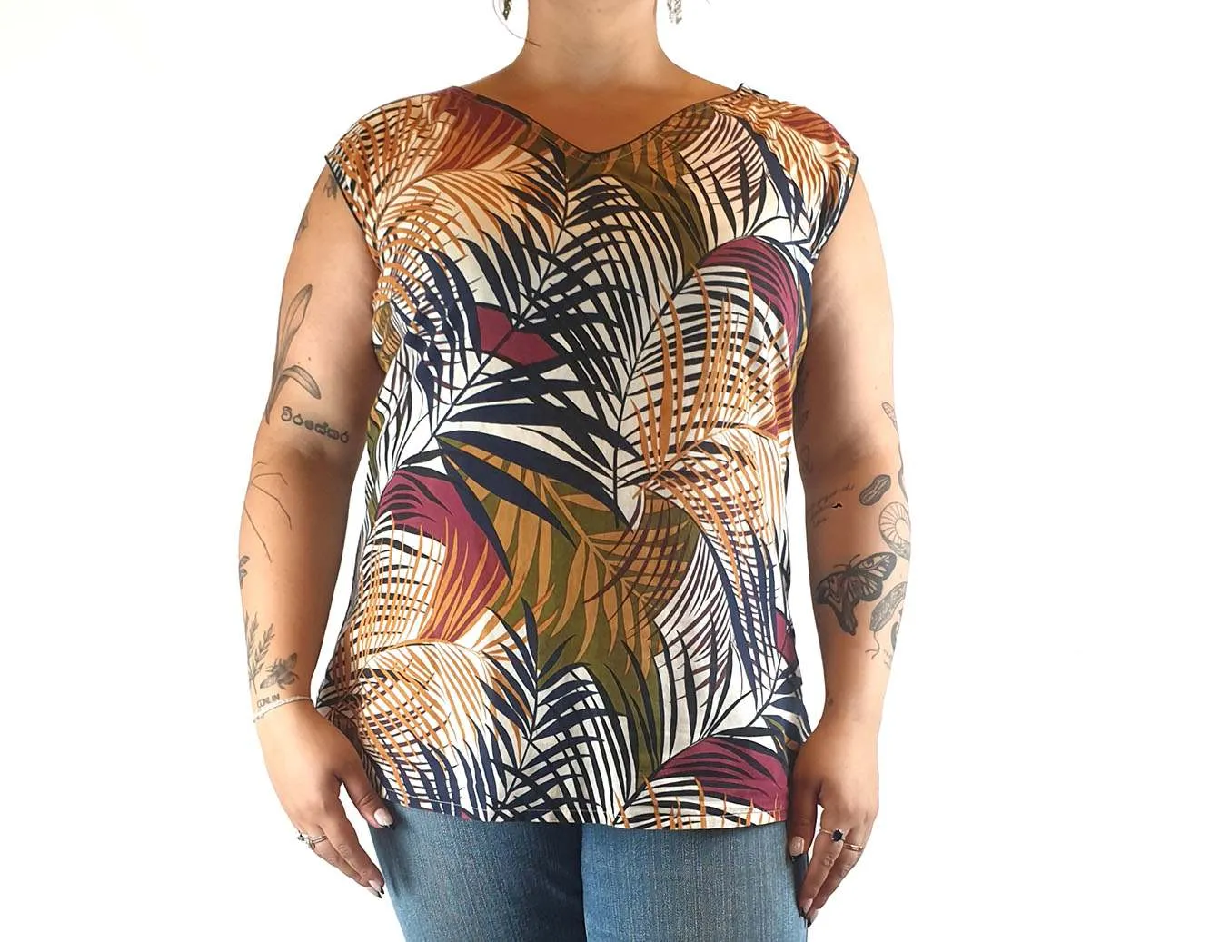 Rhada Rani autumnal tone fern print sleeveless top size 16
